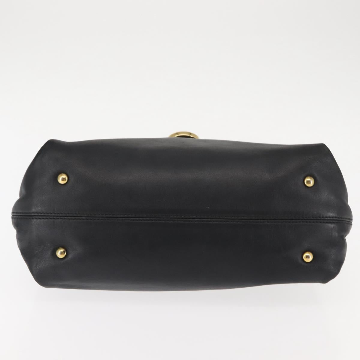 Salvatore Ferragamo Gancini Sofia Hand Bag Leather Black Gold Auth 145991