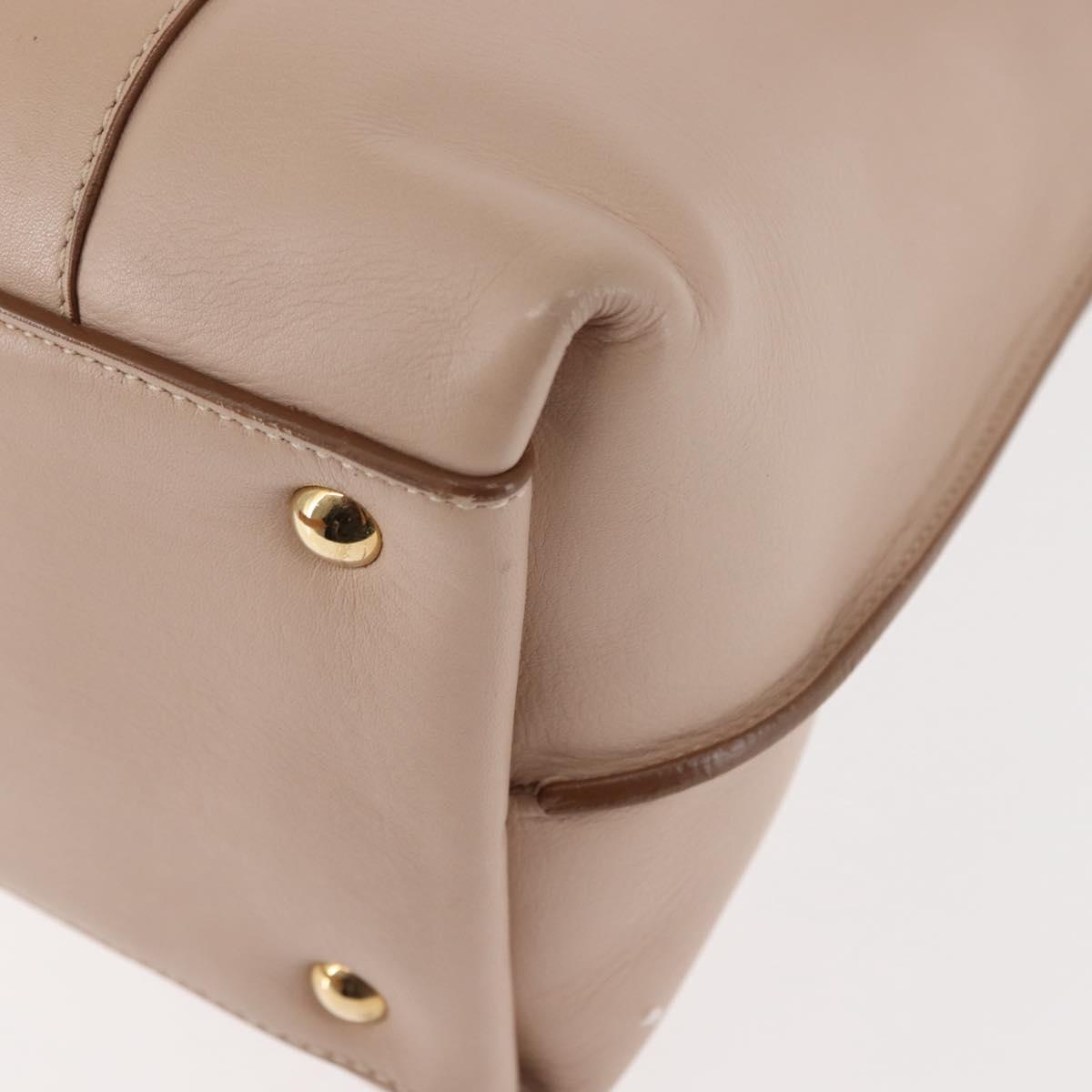 Salvatore Ferragamo Gancini Shoulder Bag Leather Pink Gold Auth 145992