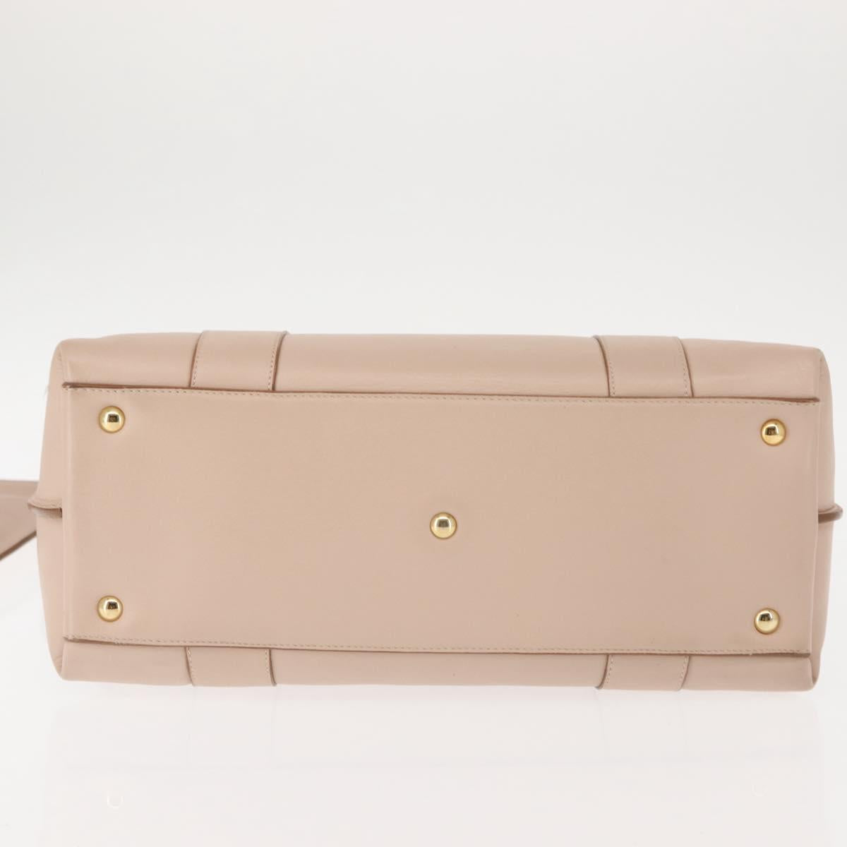 Salvatore Ferragamo Gancini Shoulder Bag Leather Pink Gold Auth 145992