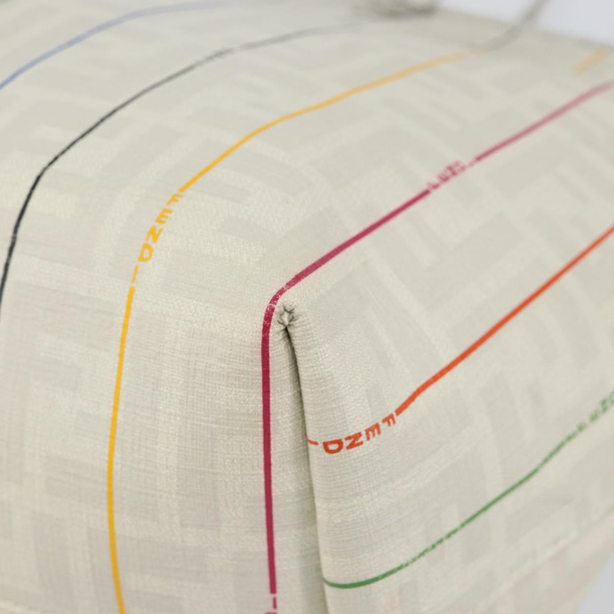 FENDI Zucca Canvas Tote Bag PVC Ivory Gold Auth 145993