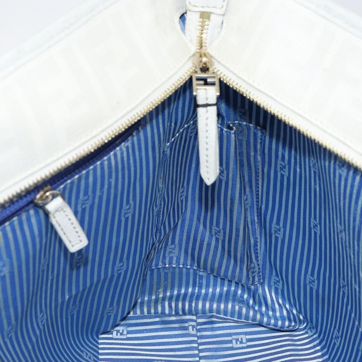 FENDI Zucca Canvas Tote Bag PVC Ivory Gold Auth 145993