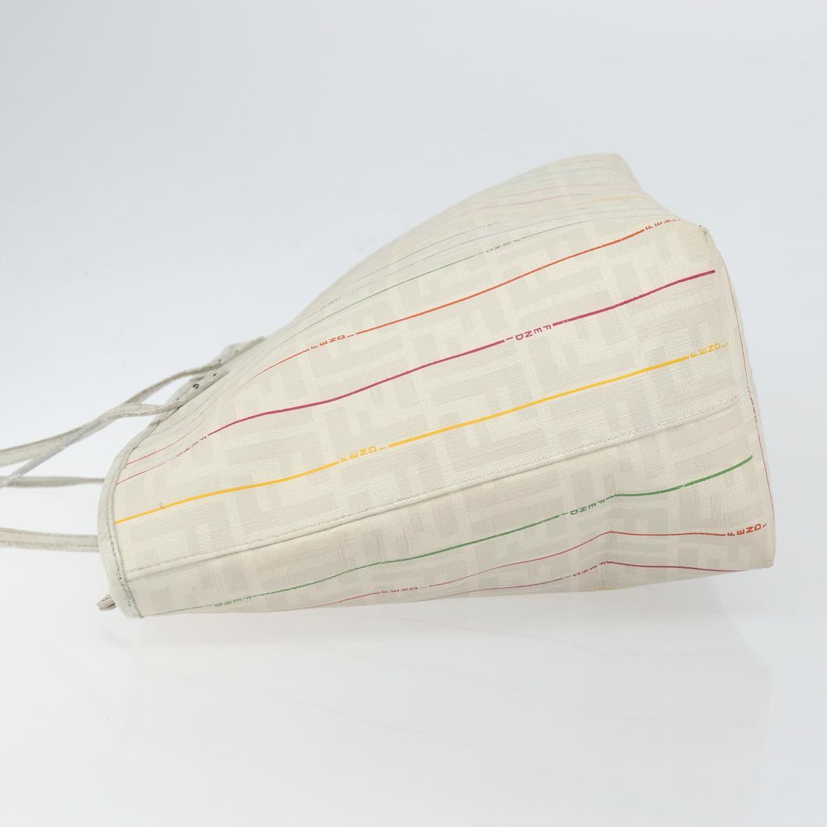 FENDI Zucca Canvas Tote Bag PVC Ivory Gold Auth 145993