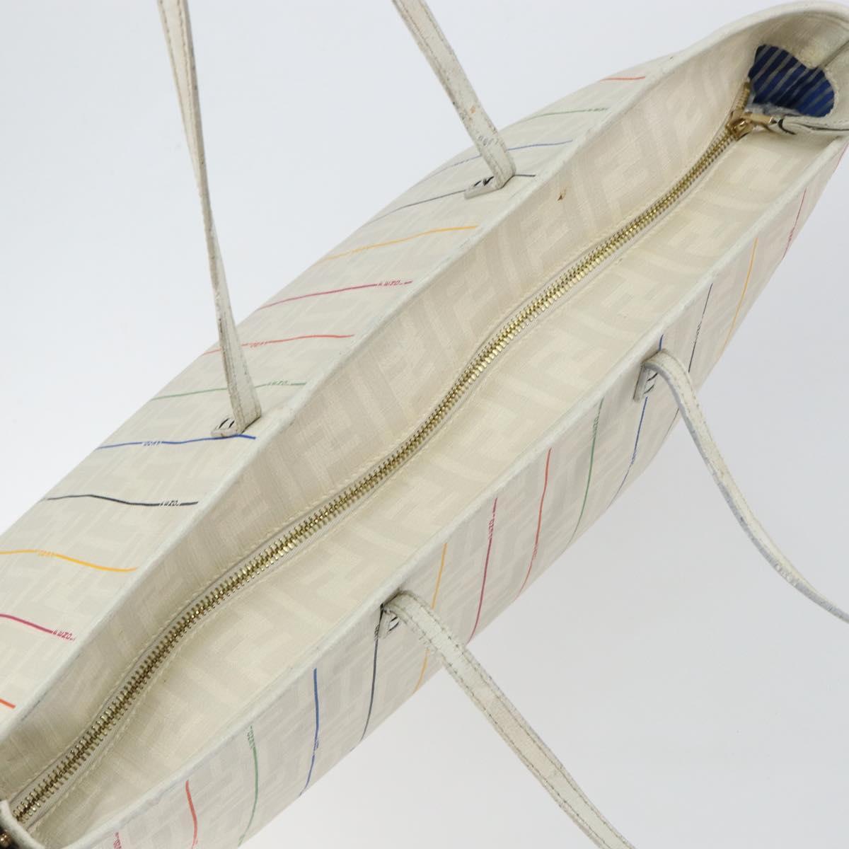 FENDI Zucca Canvas Tote Bag PVC Ivory Gold Auth 145993