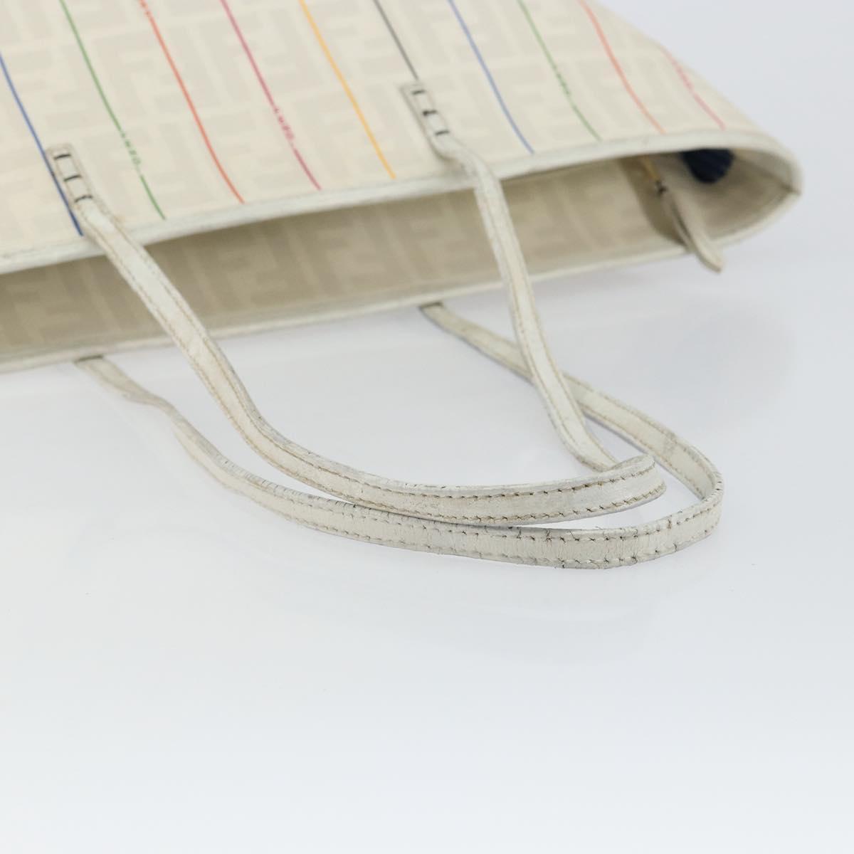 FENDI Zucca Canvas Tote Bag PVC Ivory Gold Auth 145993