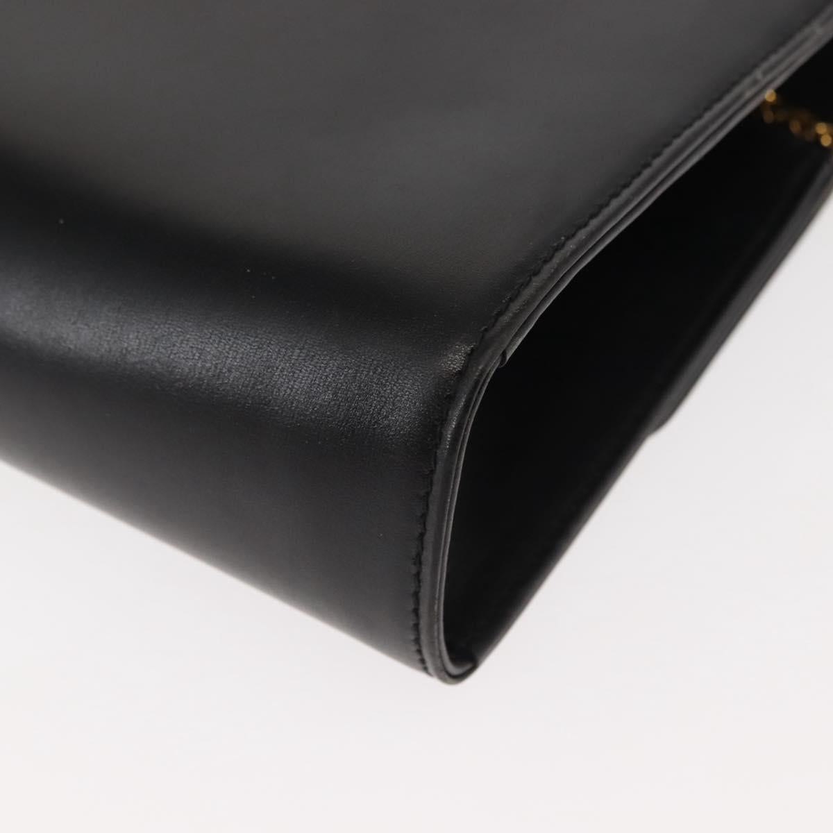 BALLY Chain Shoulder Bag Leather Black Gold Auth 145994