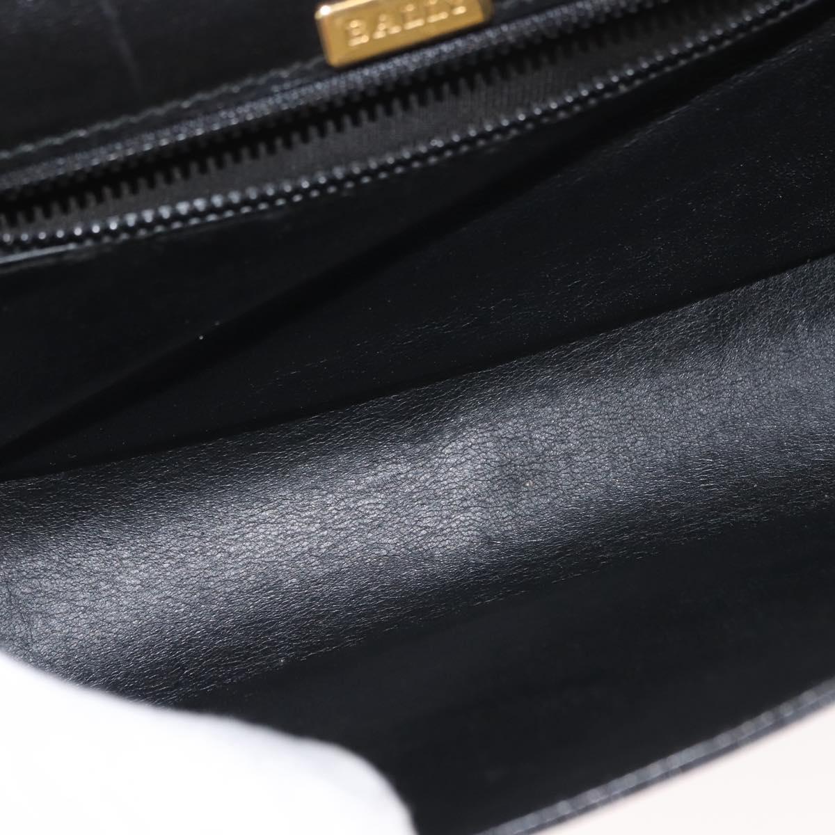 BALLY Chain Shoulder Bag Leather Black Gold Auth 145994