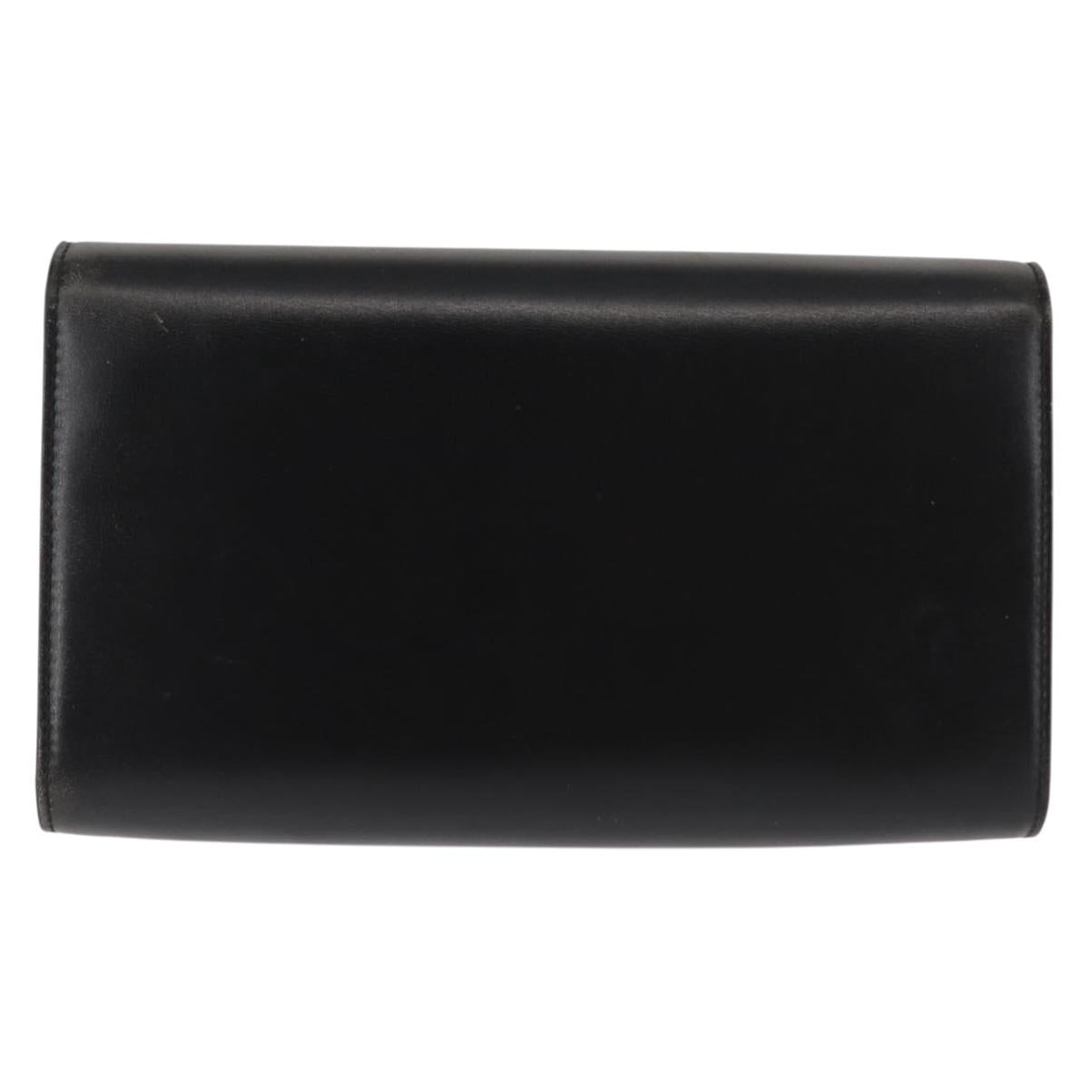 BALLY Chain Shoulder Bag Leather Black Gold Auth 145994