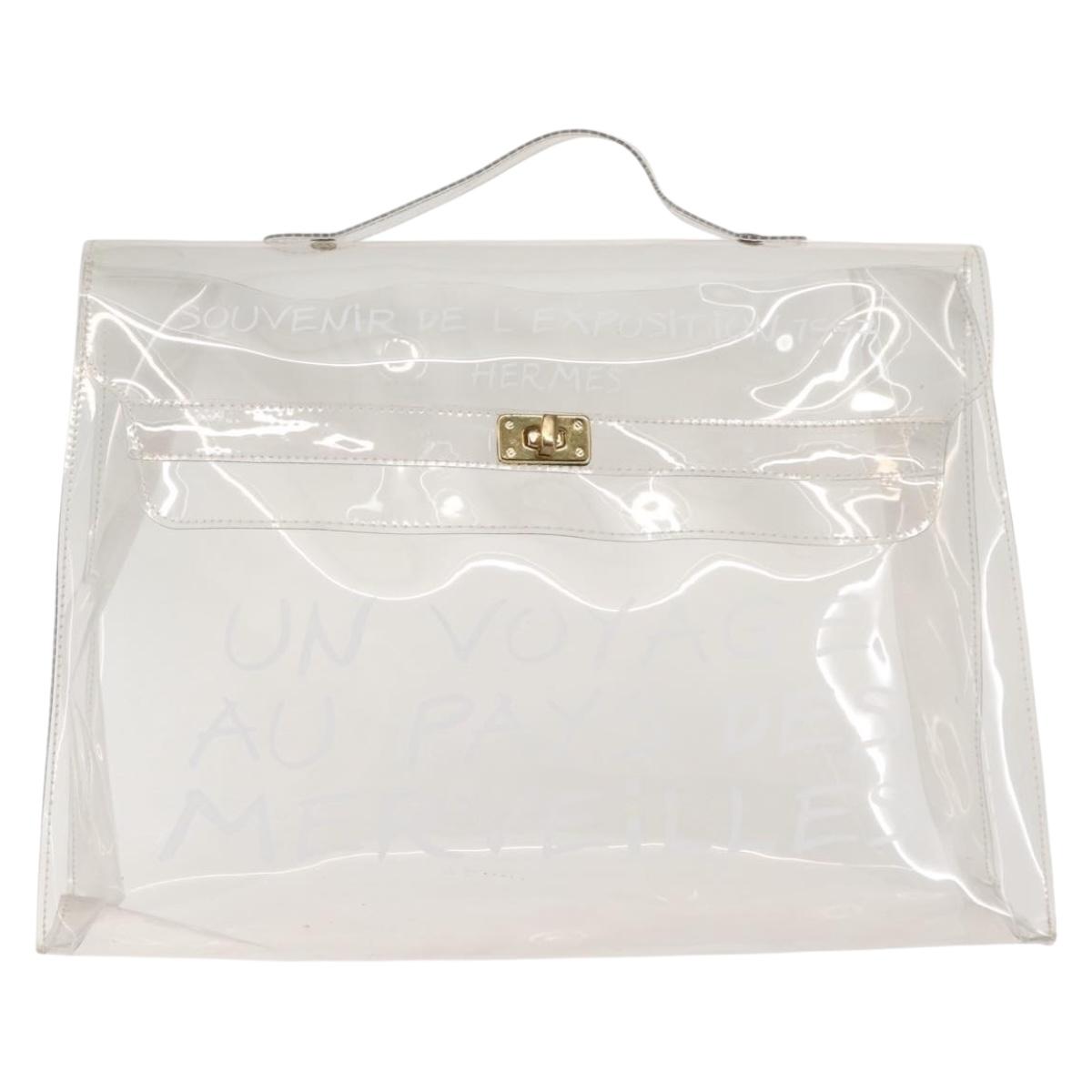 HERMES Vinyl Kelly Hand Bag Vinyl Clear Auth 145995