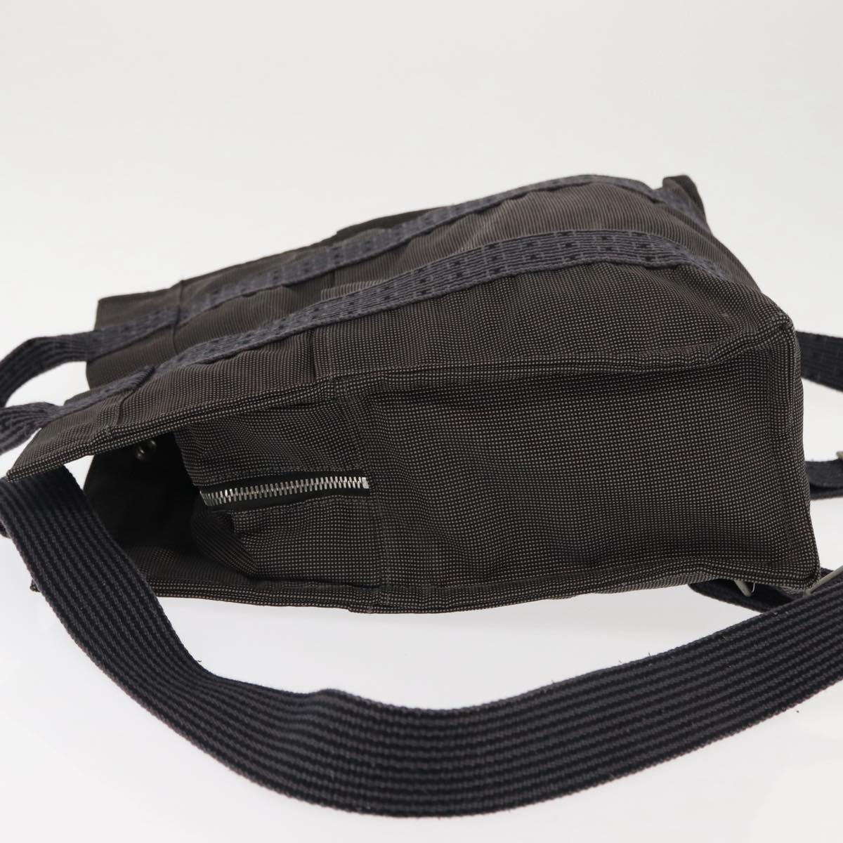 HERMES Her Line Backpack Canvas Gray Silver Auth 145996