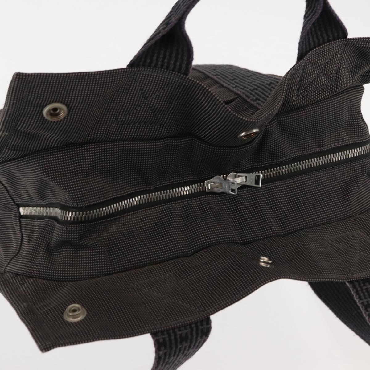 HERMES Her Line Backpack Canvas Gray Silver Auth 145996