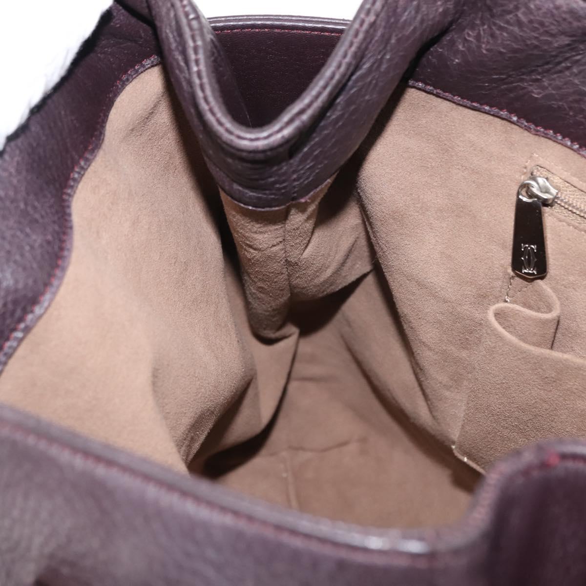 CARTIER Trinity Tote Bag Leather Brown Gold Auth 145998