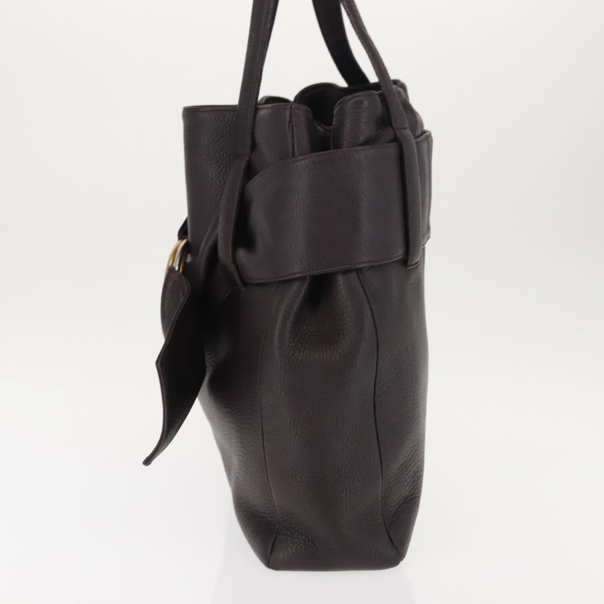 CARTIER Trinity Tote Bag Leather Brown Gold Auth 145998