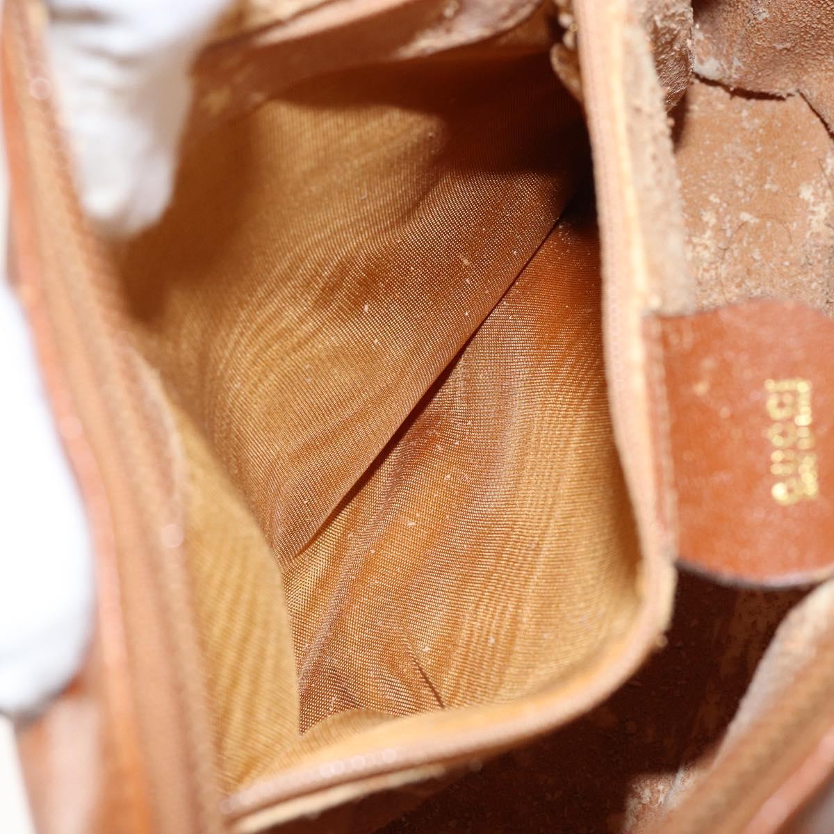 GUCCI Bamboo Hand Bag Leather Brown Gold 000 1274 0290 Auth 146002