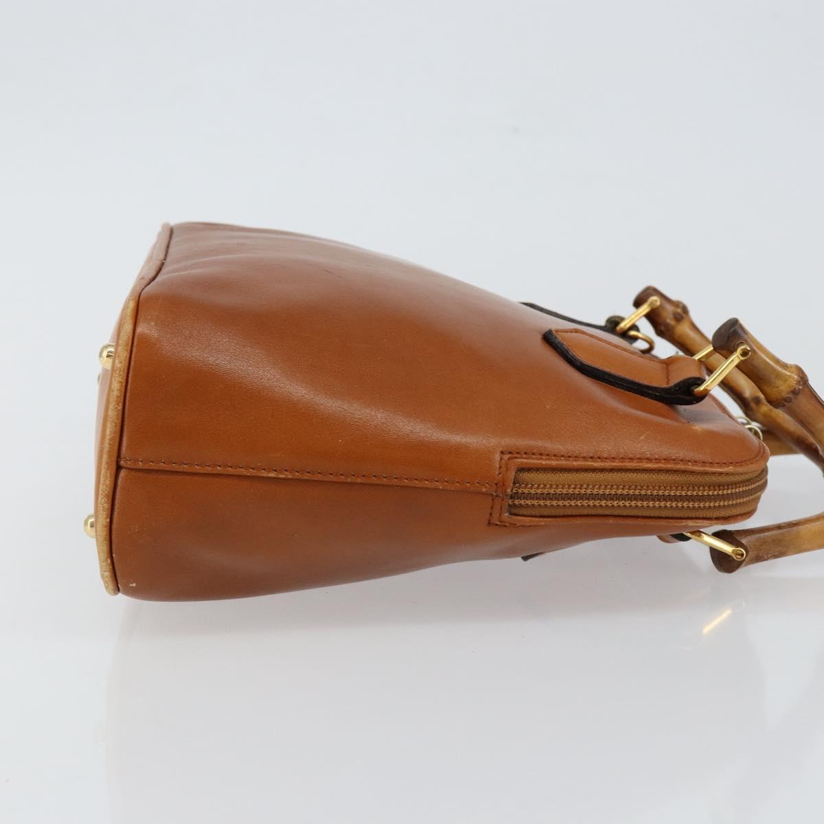 GUCCI Bamboo Hand Bag Leather Brown Gold 000 1274 0290 Auth 146002