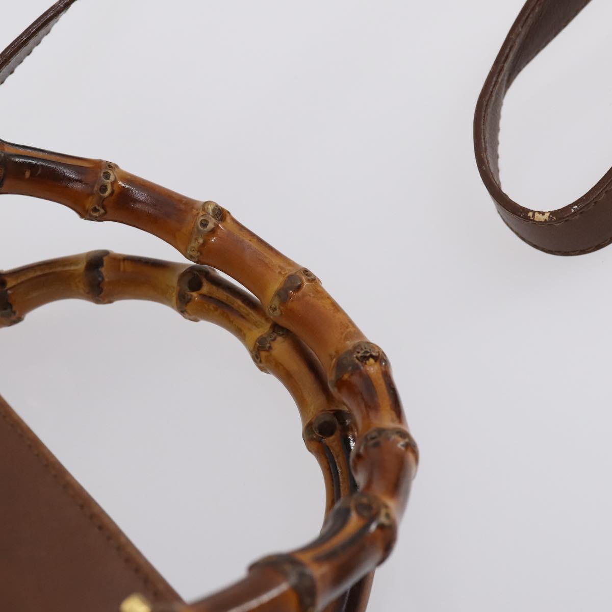 GUCCI Bamboo Hand Bag Leather 2way Brown Gold 000 122 0316 Auth 146003