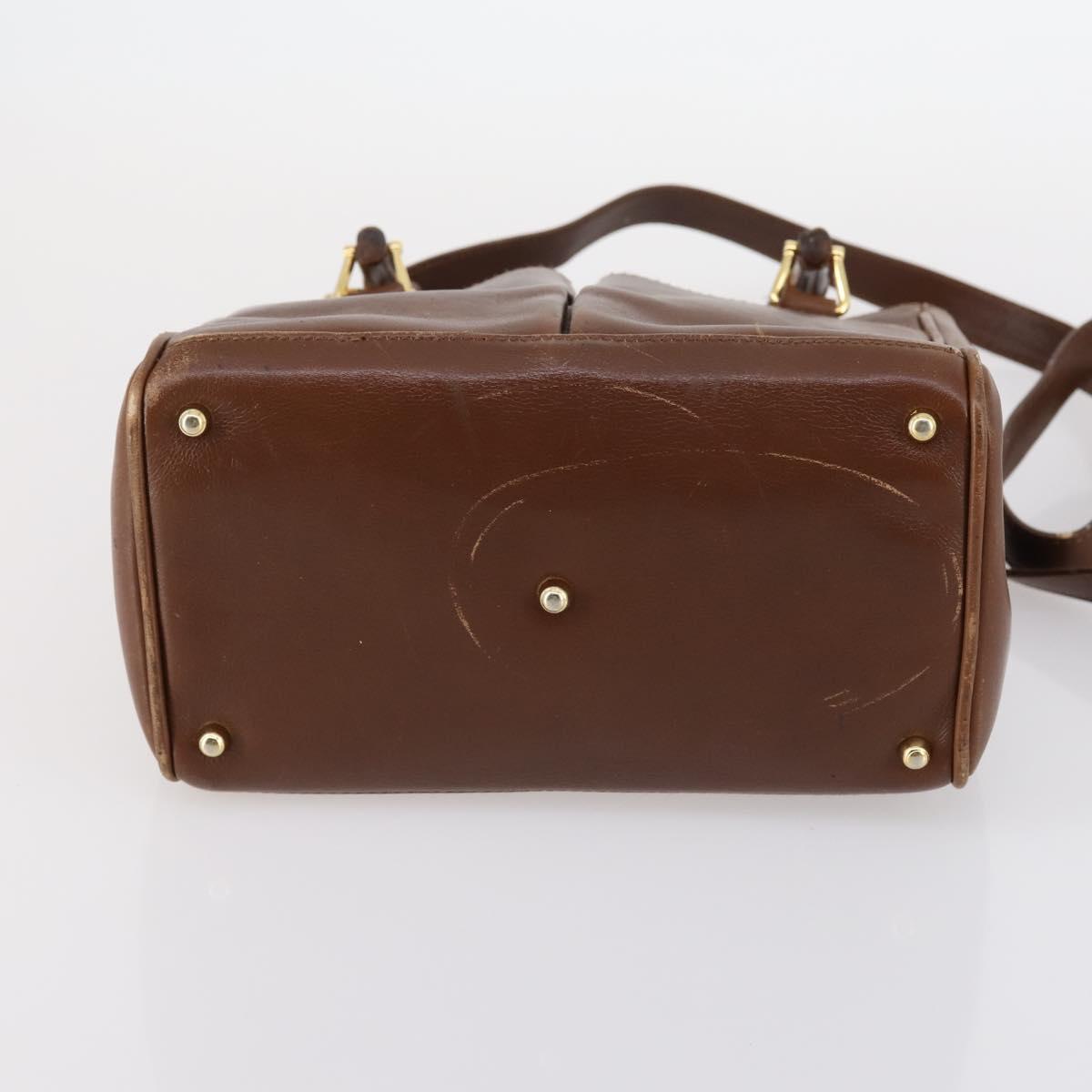 GUCCI Bamboo Hand Bag Leather 2way Brown Gold 000 122 0316 Auth 146003