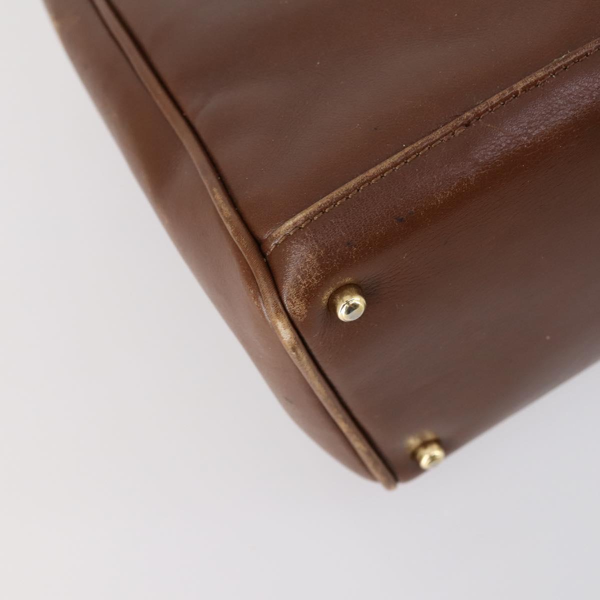 GUCCI Bamboo Hand Bag Leather 2way Brown Gold 000 122 0316 Auth 146003