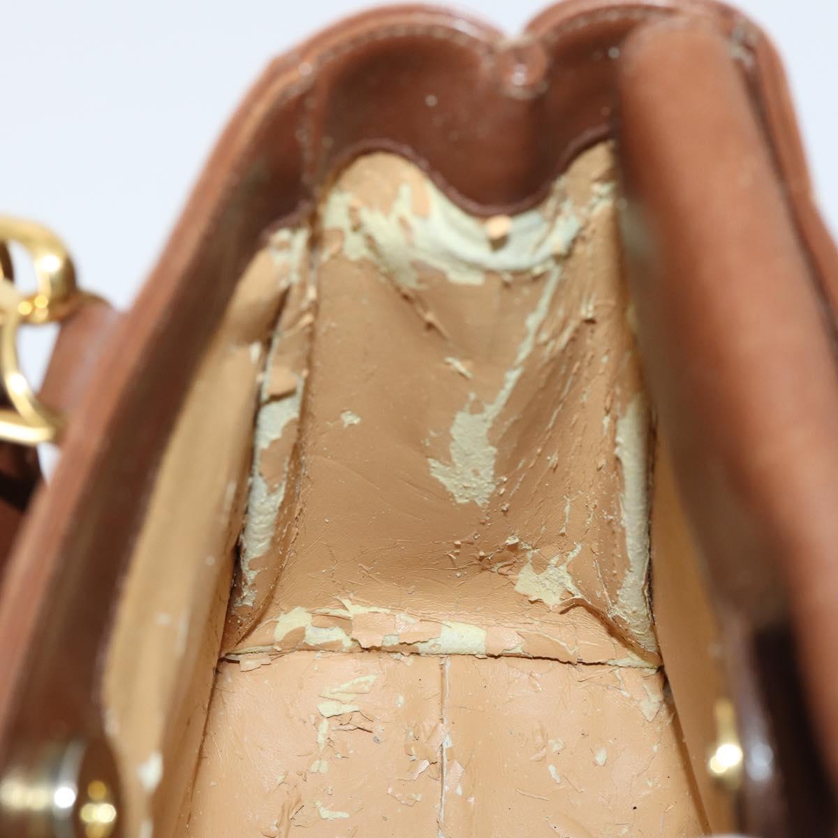 GUCCI Bamboo Hand Bag Leather 2way Brown Gold 000 122 0316 Auth 146003