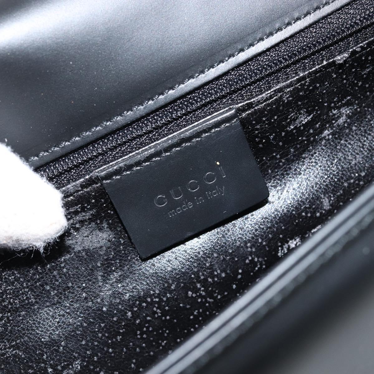 GUCCI Shoulder Bag Leather Black Silver 001 3064 Auth 146004