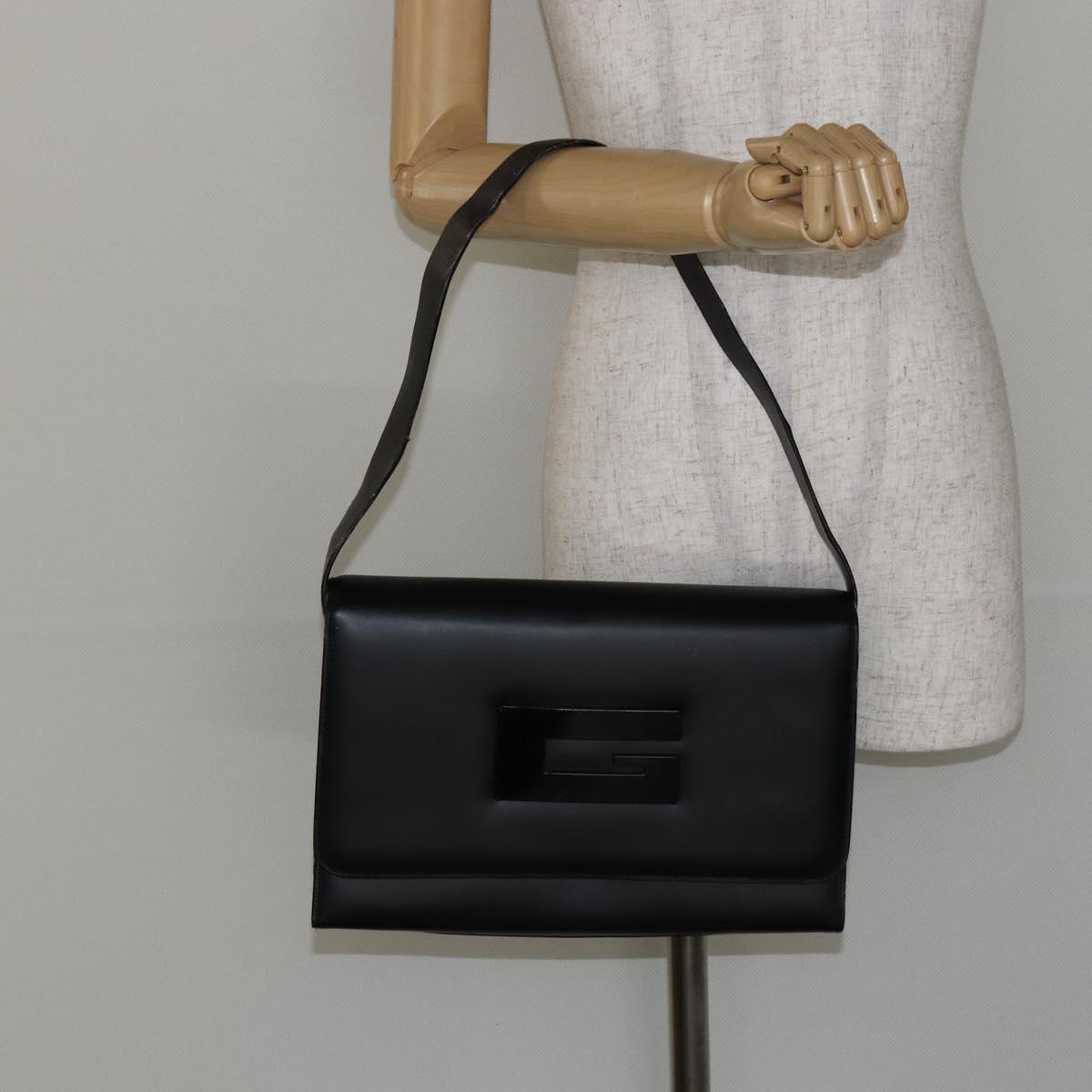 GUCCI Shoulder Bag Leather Black Silver 001 3064 Auth 146004