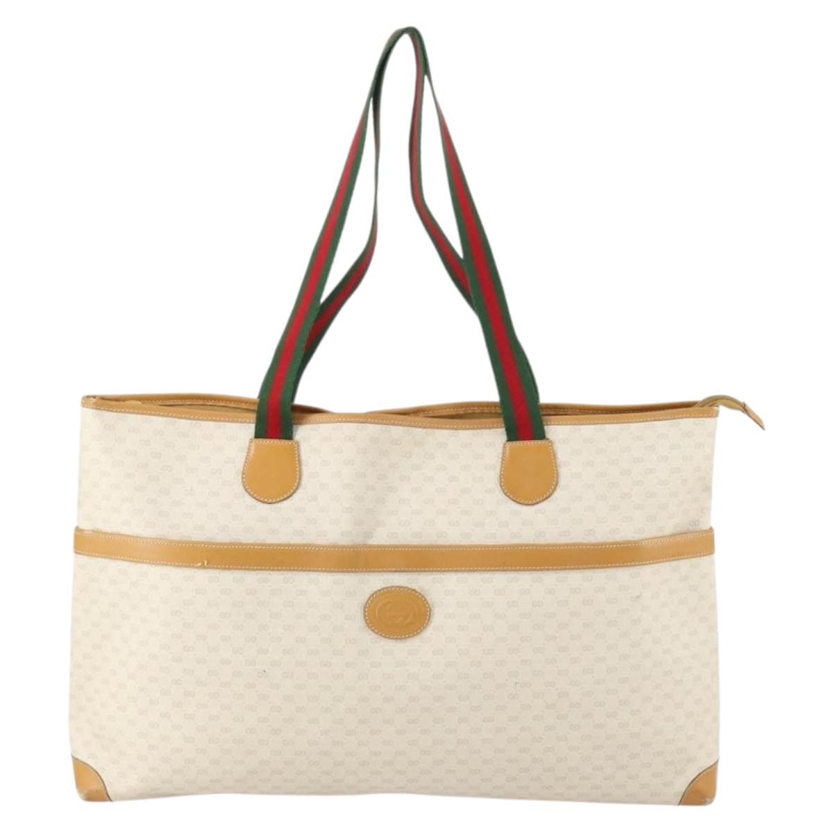 GUCCI Micro GG Supreme Web Sherry Line Bag PVC Ivory 002 39 0215 Auth 146006