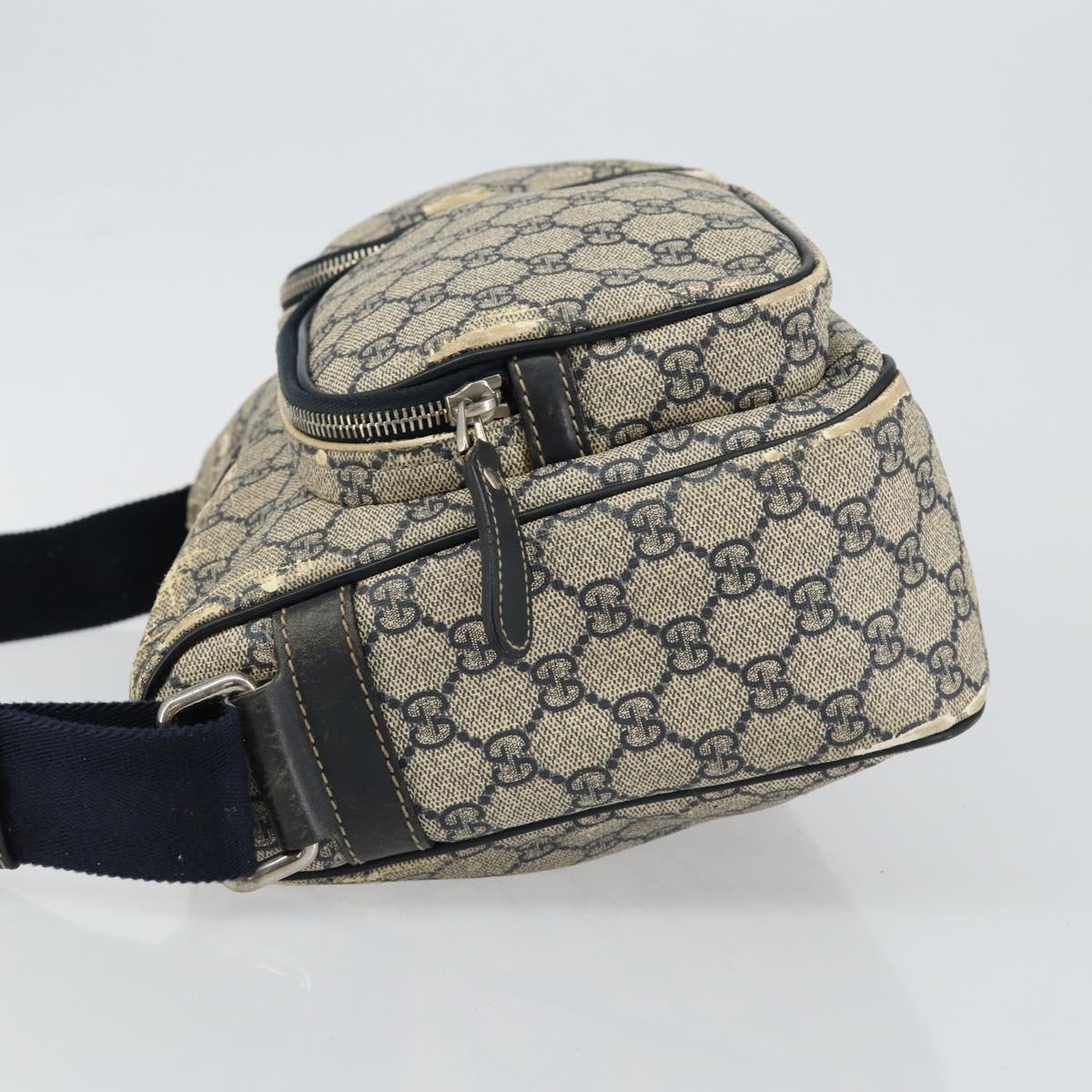 GUCCI GG Supreme Shoulder Bag PVC Navy Gold 246881 Auth 146007