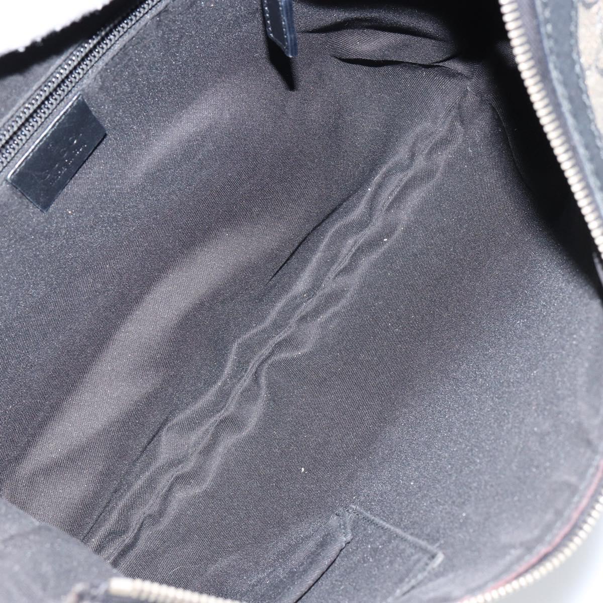 GUCCI GG Crystal Shoulder Bag Coated Canvas Navy Gold 181092 Auth 146008