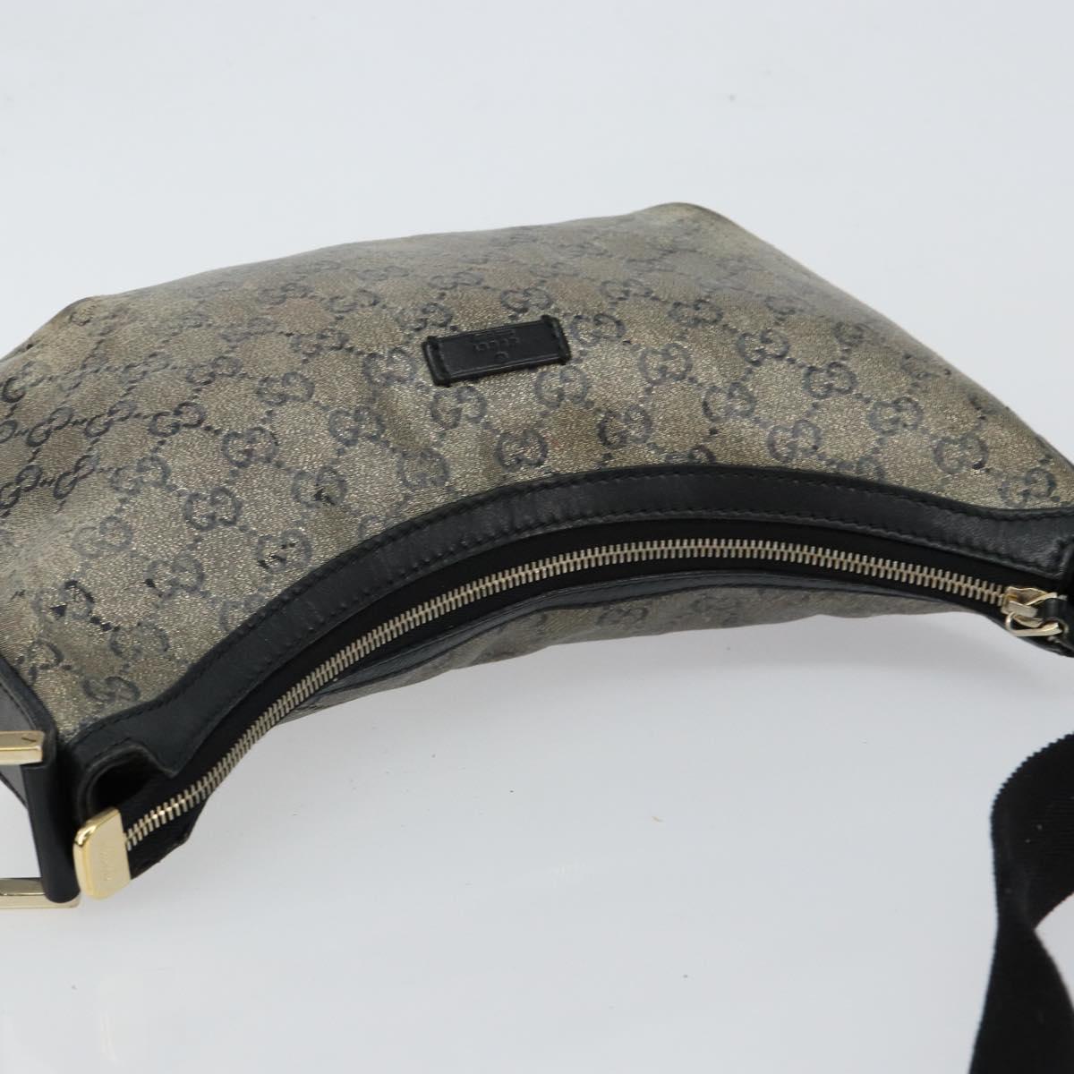 GUCCI GG Crystal Shoulder Bag Coated Canvas Navy Gold 181092 Auth 146008