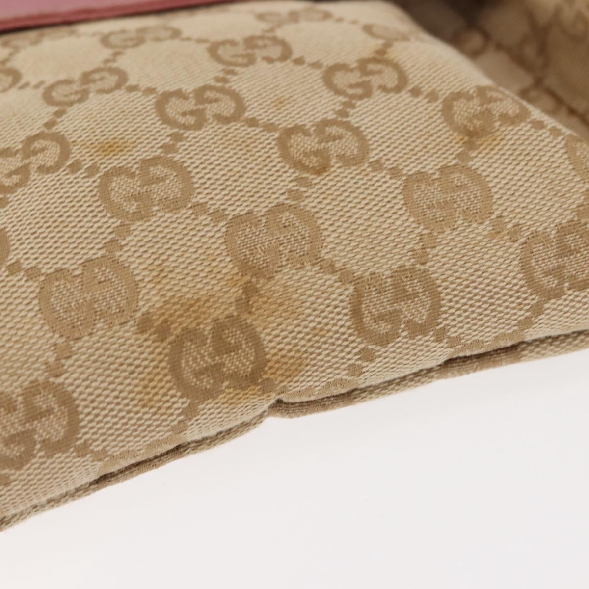 GUCCI GG Canvas Sherry Line Waist Bag Beige Pink Silver 28566 Auth 146009