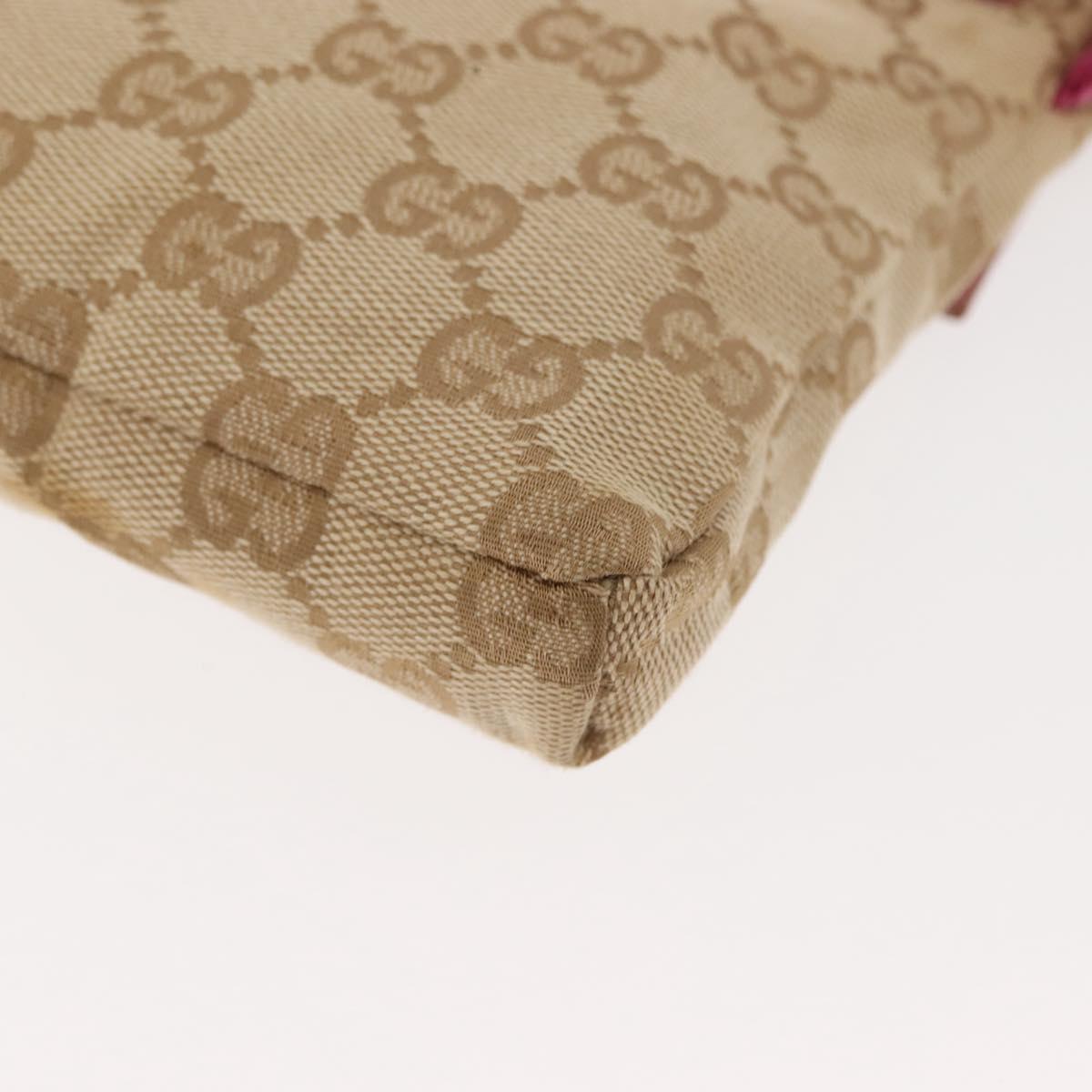 GUCCI GG Canvas Sherry Line Waist Bag Beige Pink Silver 28566 Auth 146009