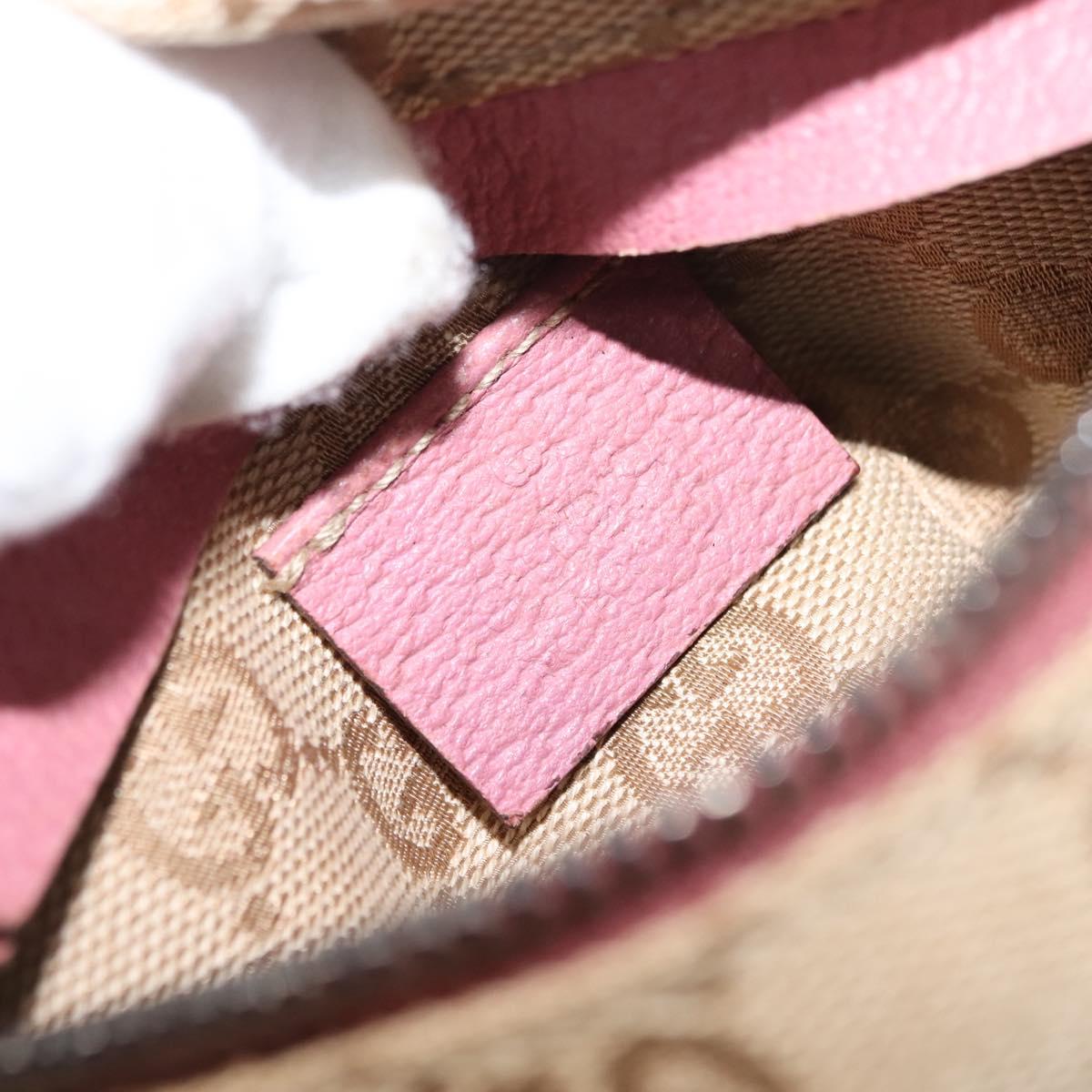 GUCCI GG Canvas Sherry Line Waist Bag Beige Pink Silver 28566 Auth 146009