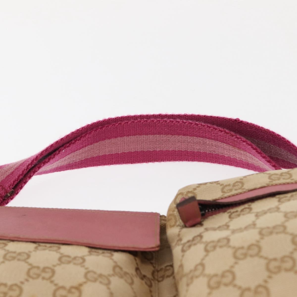 GUCCI GG Canvas Sherry Line Waist Bag Beige Pink Silver 28566 Auth 146009