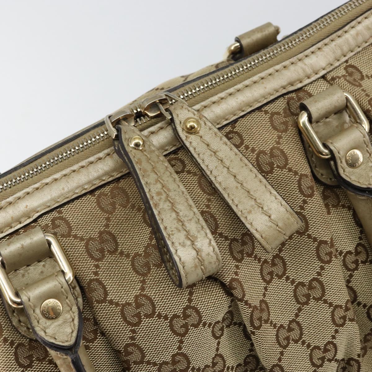 GUCCI GG Canvas Hand Bag Beige Gold 247902 Auth 146010