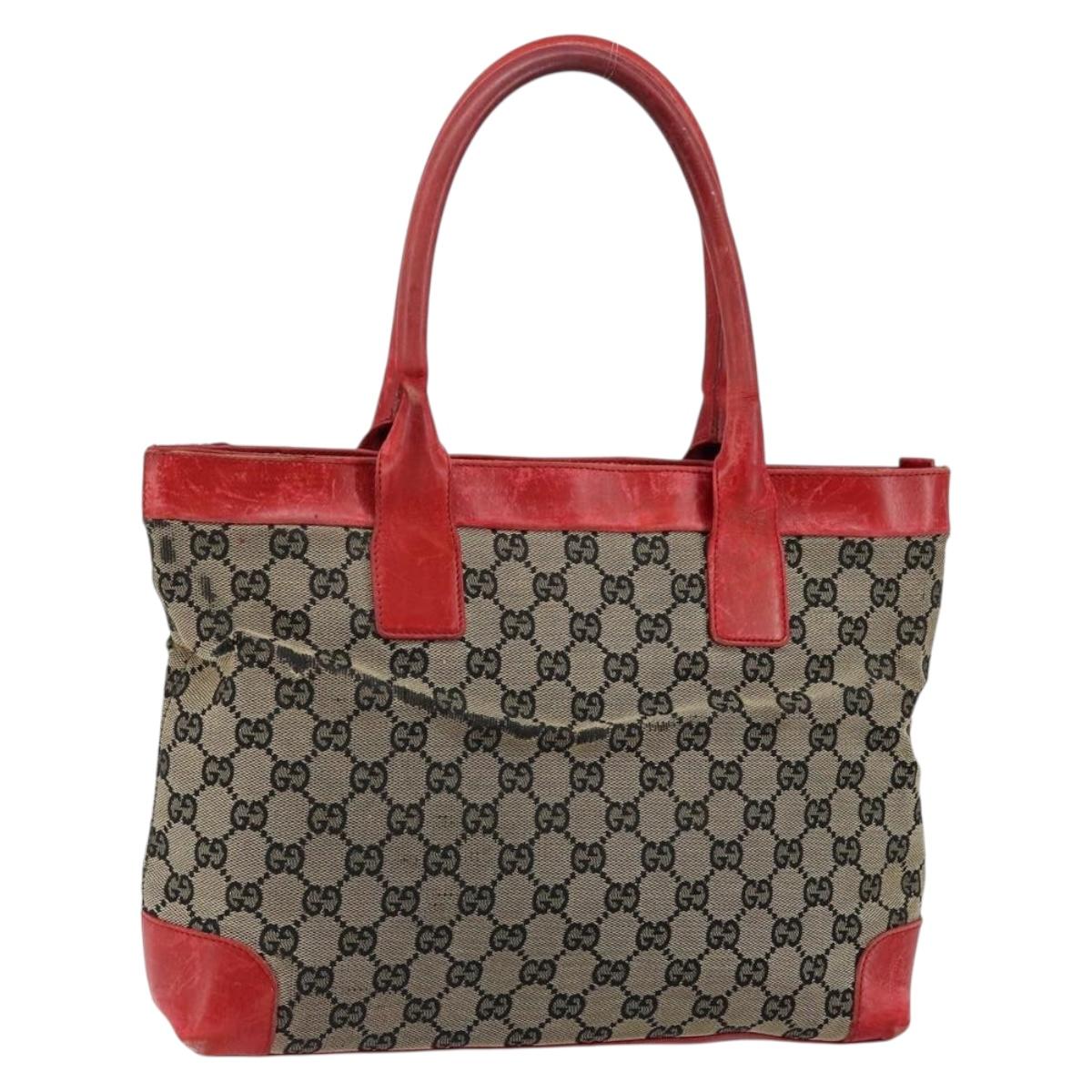 GUCCI GG Canvas Hand Bag Beige Gold 002 1119 Auth 146011