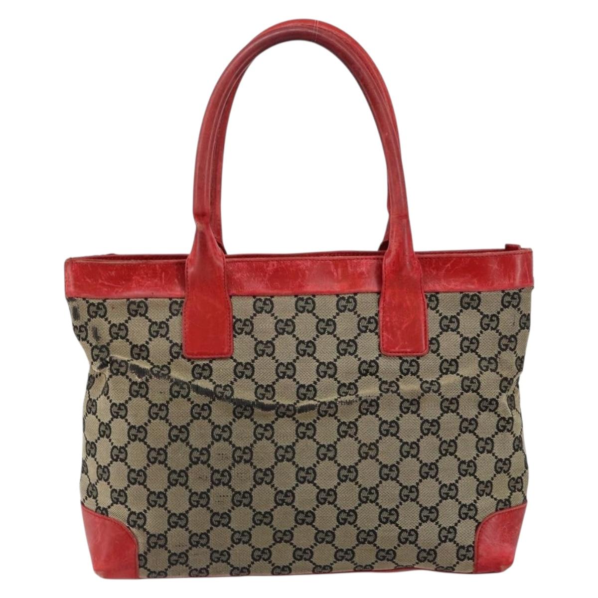 GUCCI GG Canvas Hand Bag Beige Gold 002 1119 Auth 146011