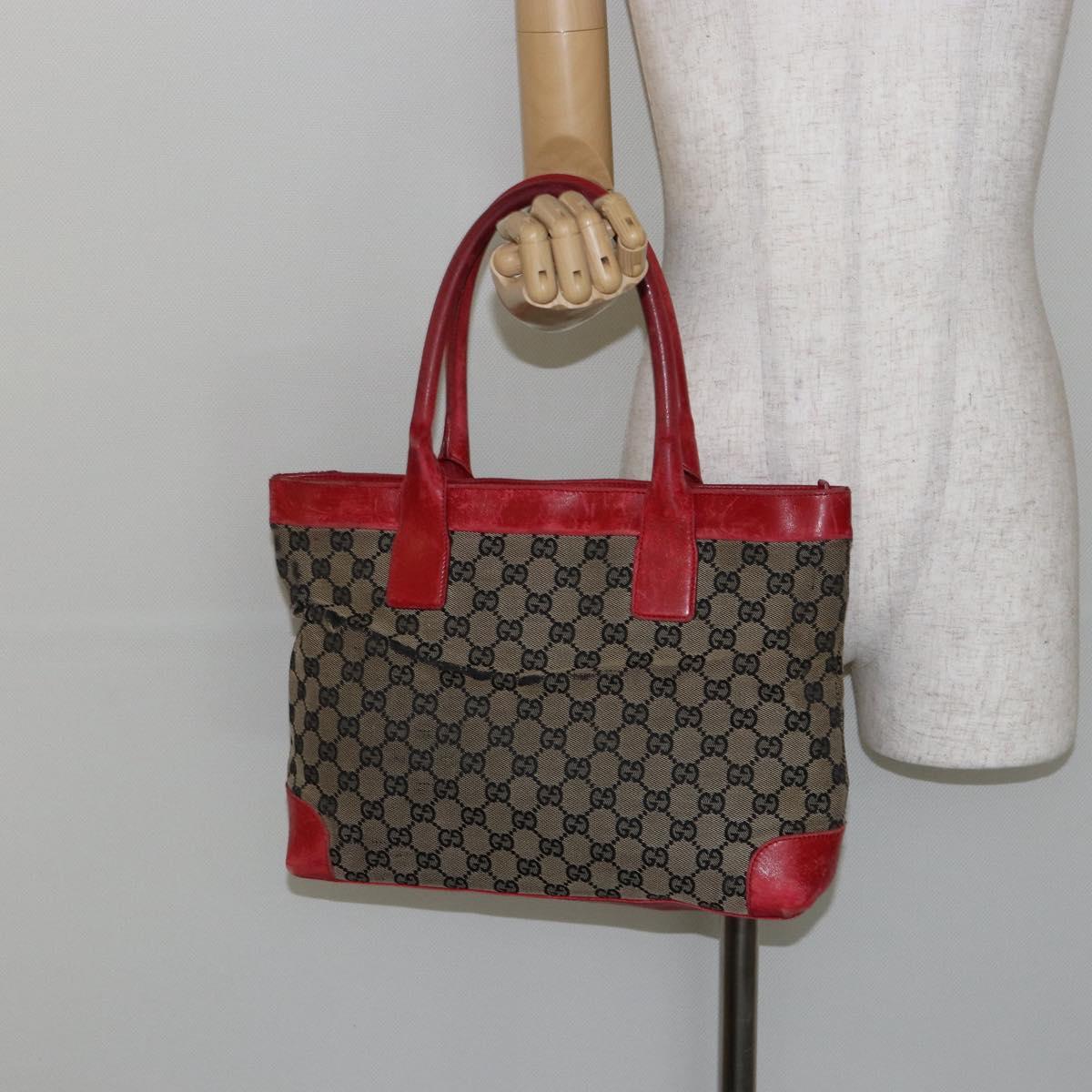 GUCCI GG Canvas Hand Bag Beige Gold 002 1119 Auth 146011