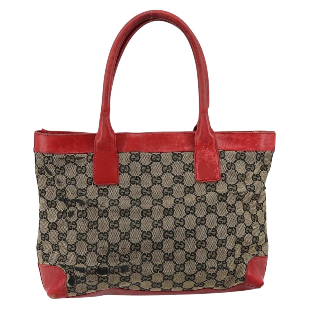 GUCCI GG Canvas Hand Bag Beige Gold 002 1119 Auth 146011