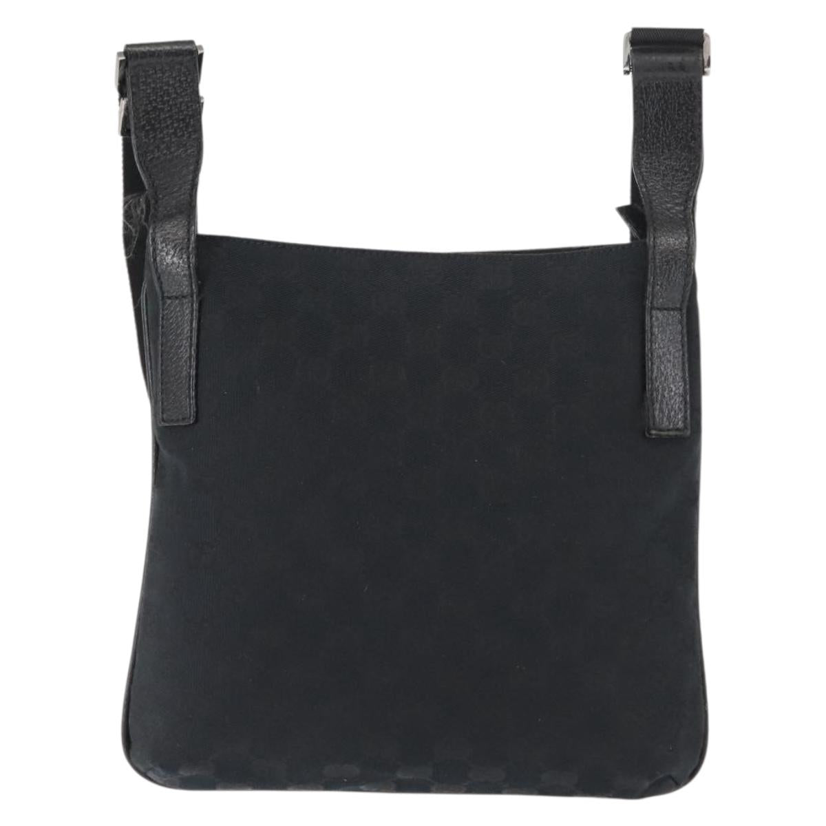 GUCCI GG Canvas Shoulder Bag Black Silver 122793 Auth 146012