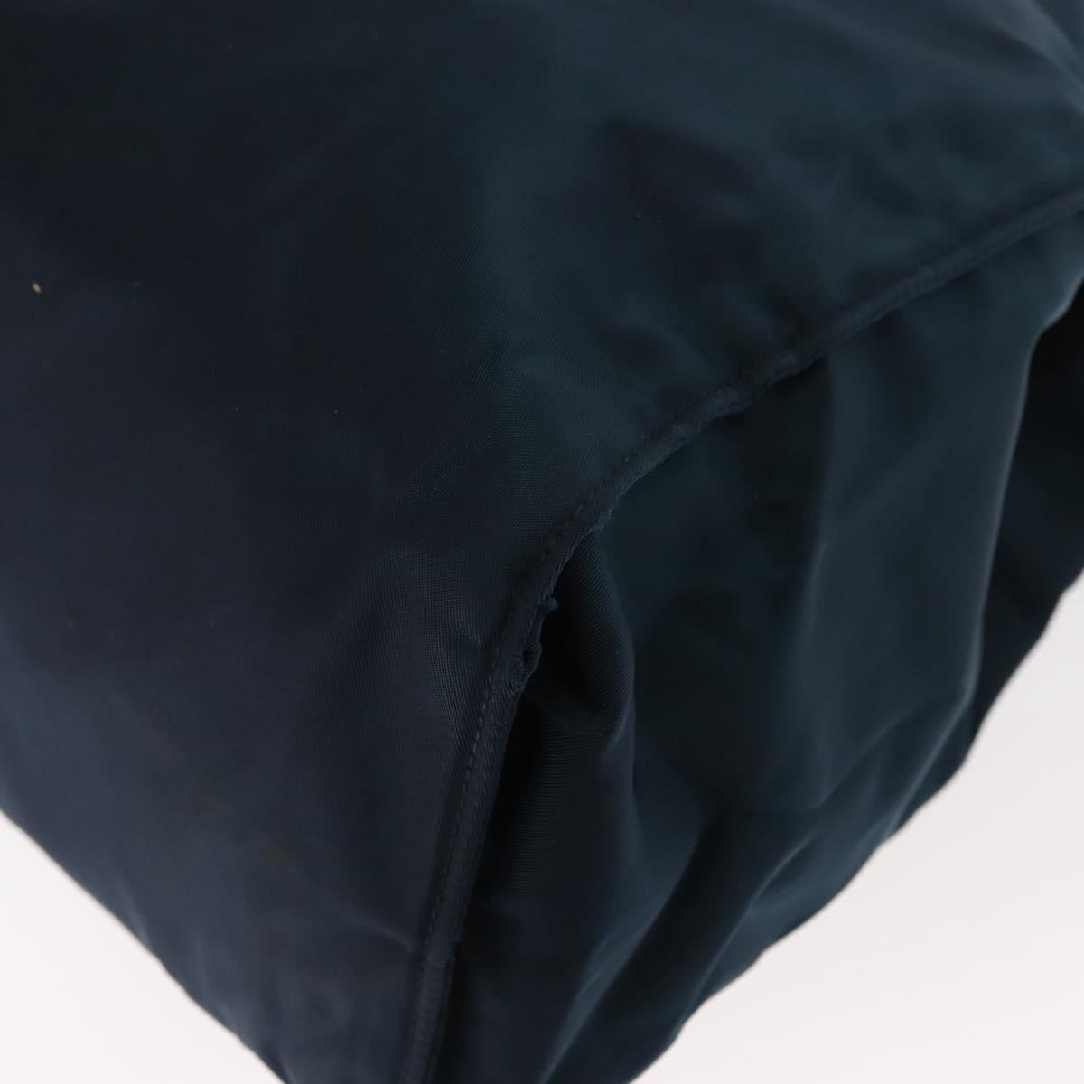 PRADA Hand Bag Nylon Blue Gold Auth 146014