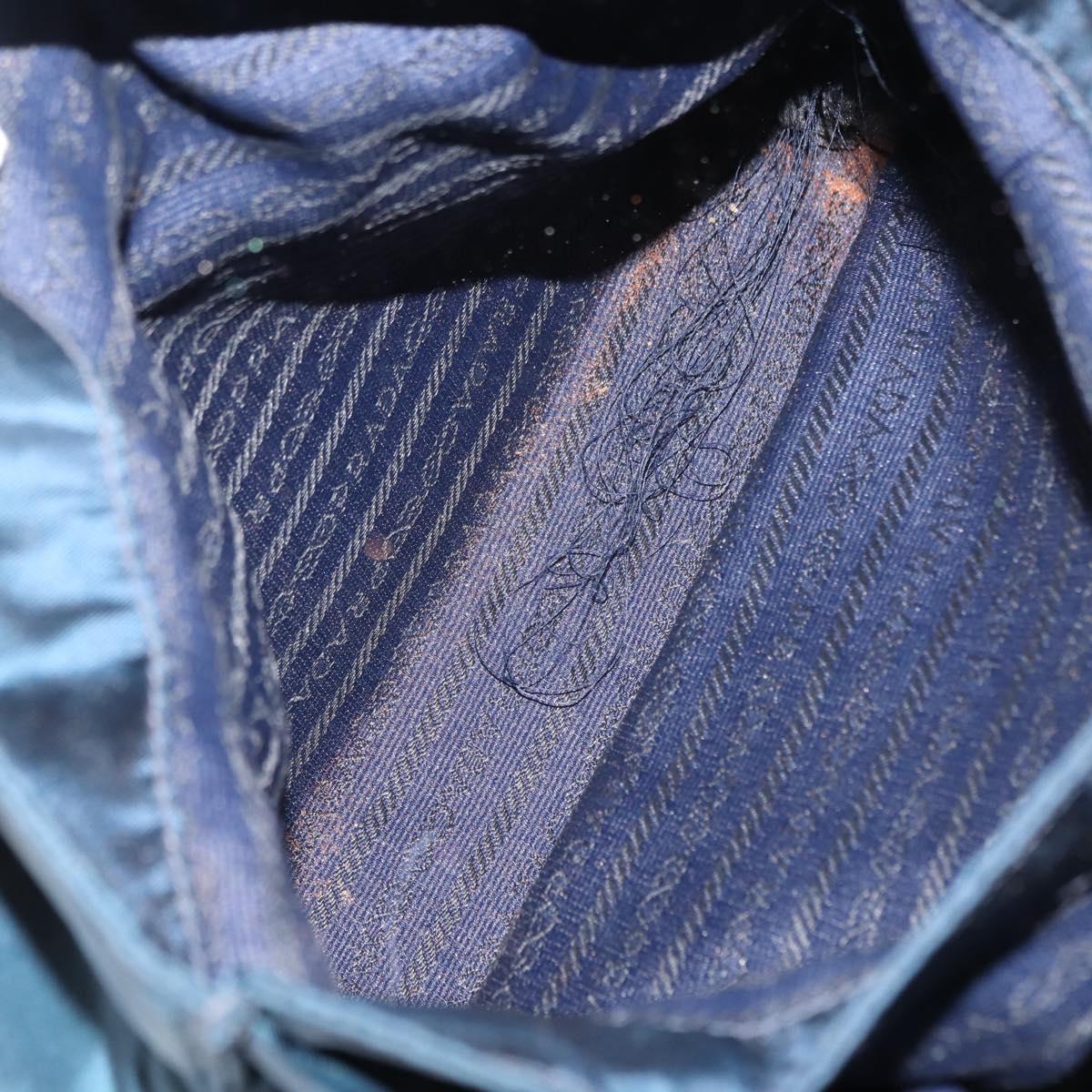 PRADA Hand Bag Nylon Blue Gold Auth 146014