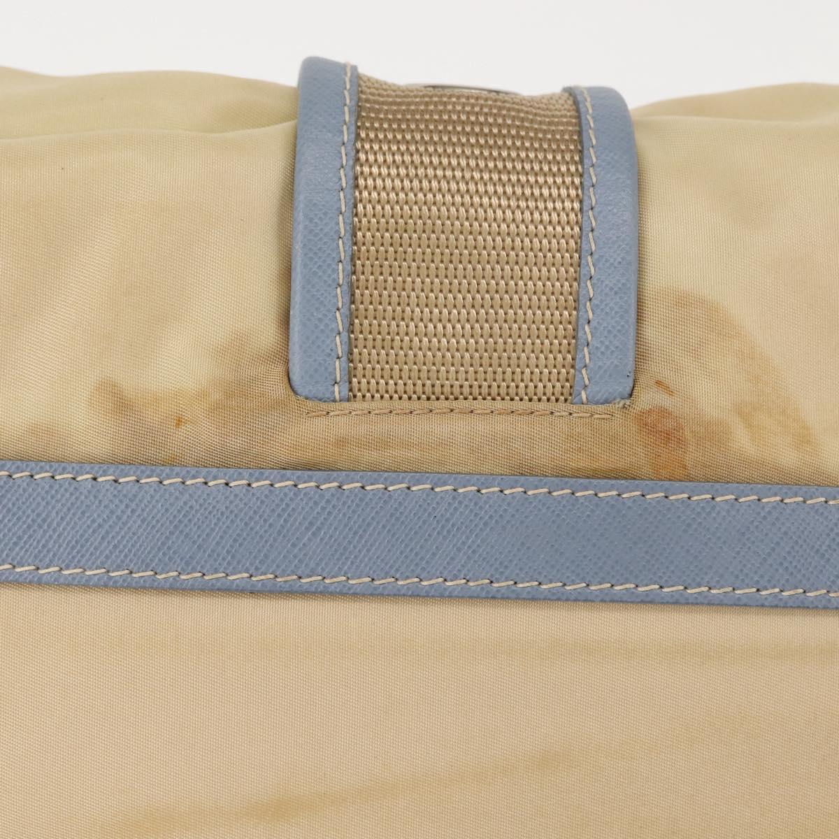 PRADA Shoulder Bag Nylon Beige Silver Auth 146015