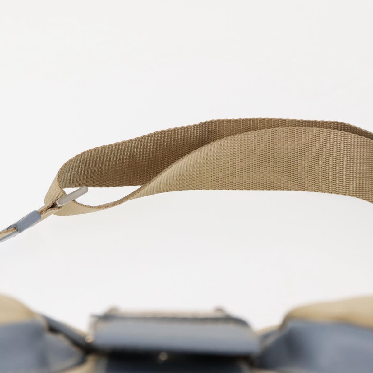 PRADA Shoulder Bag Nylon Beige Silver Auth 146015
