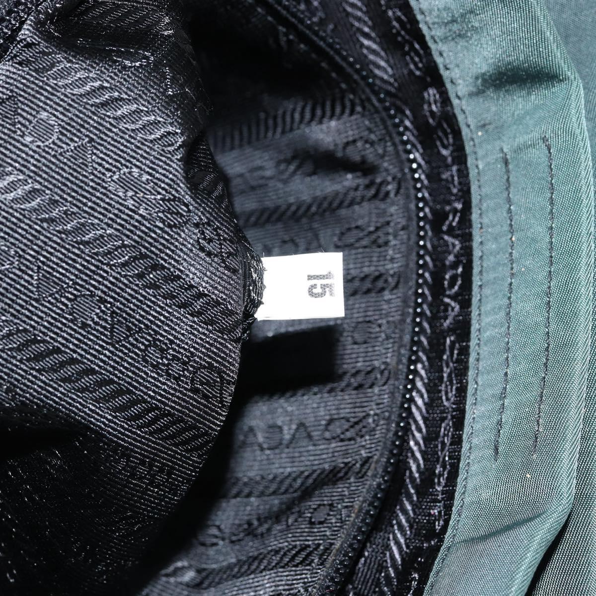 PRADA Tote Bag Nylon Green Silver Auth 146019