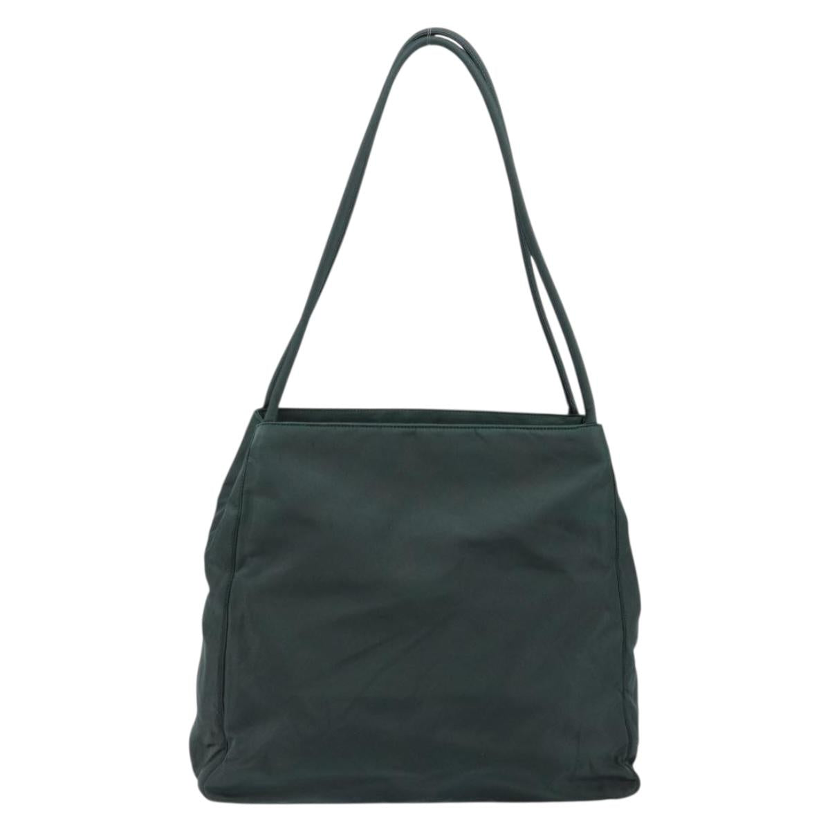 PRADA Tote Bag Nylon Green Silver Auth 146019