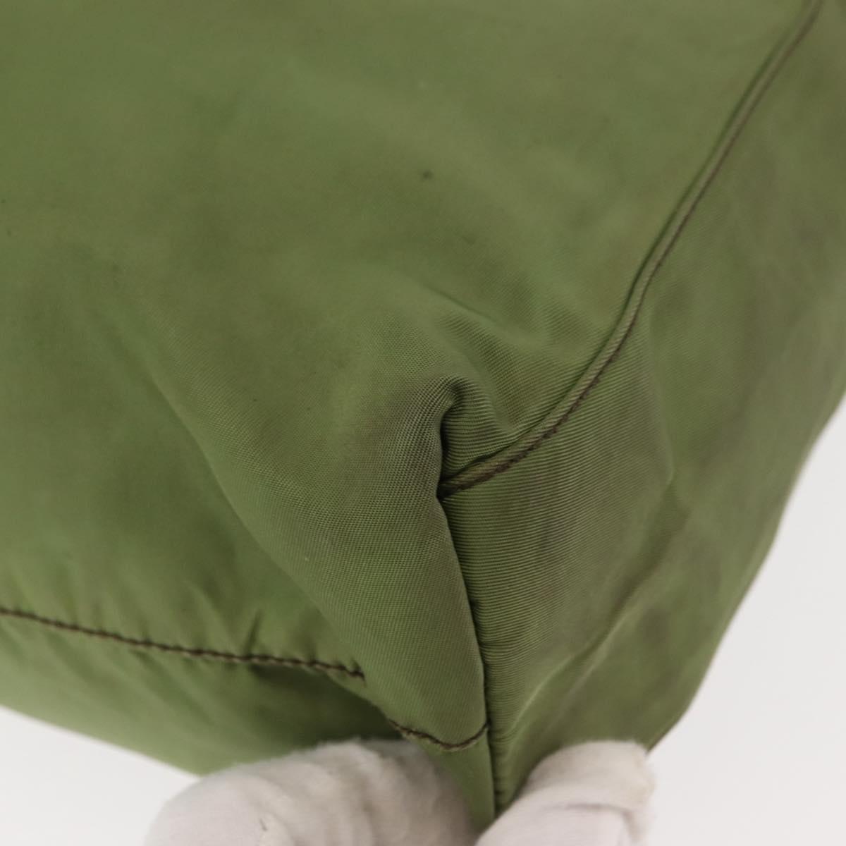 PRADA Tote Bag Nylon Green Silver Auth 146020