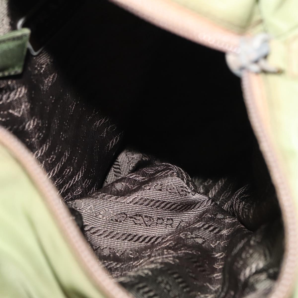 PRADA Tote Bag Nylon Green Silver Auth 146020