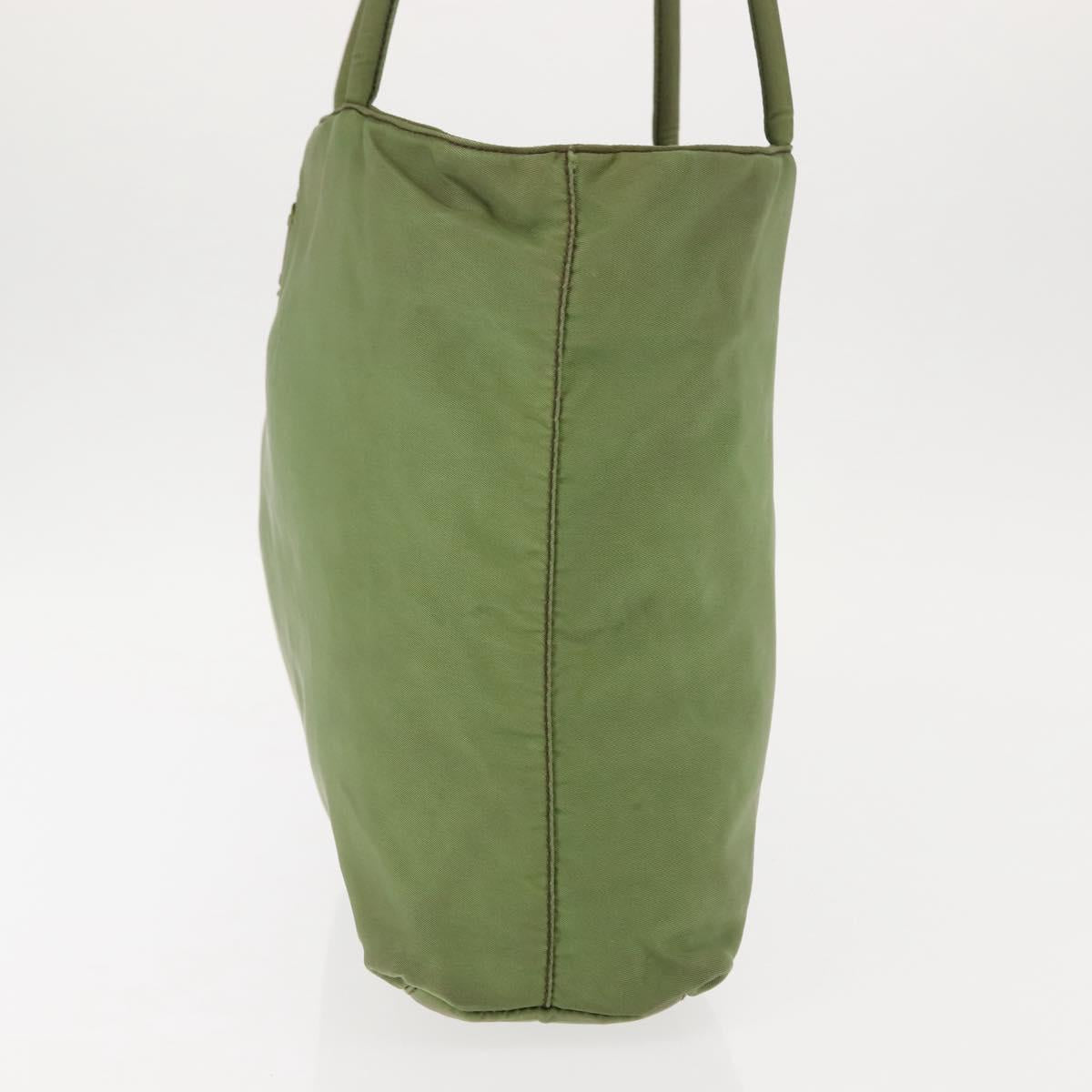 PRADA Tote Bag Nylon Green Silver Auth 146020