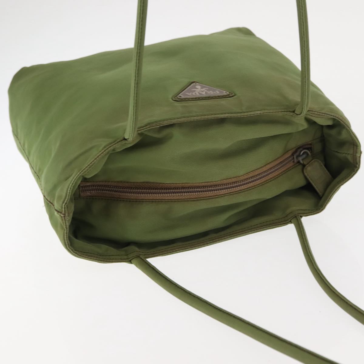PRADA Tote Bag Nylon Green Silver Auth 146020