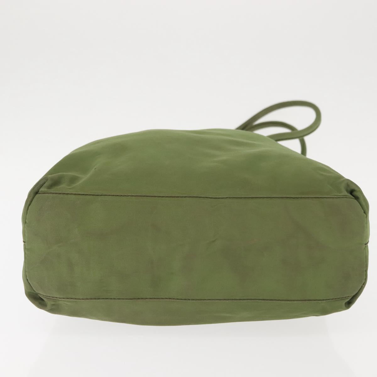 PRADA Tote Bag Nylon Green Silver Auth 146020