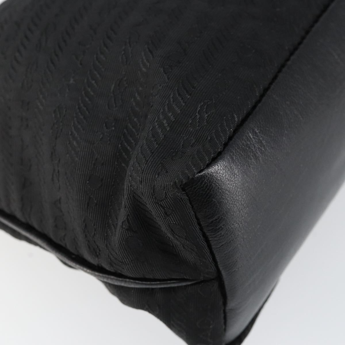 PRADA Tote Bag Nylon Black Silver Auth 146021